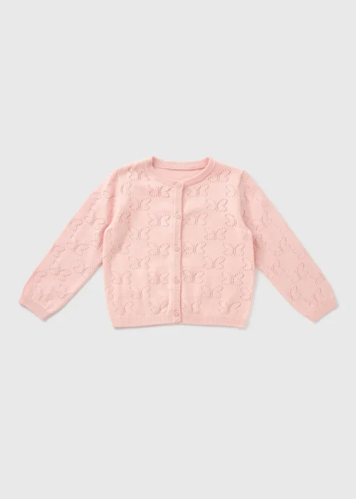 Girls Pink Pointelle Cardigan (1-7yrs)
