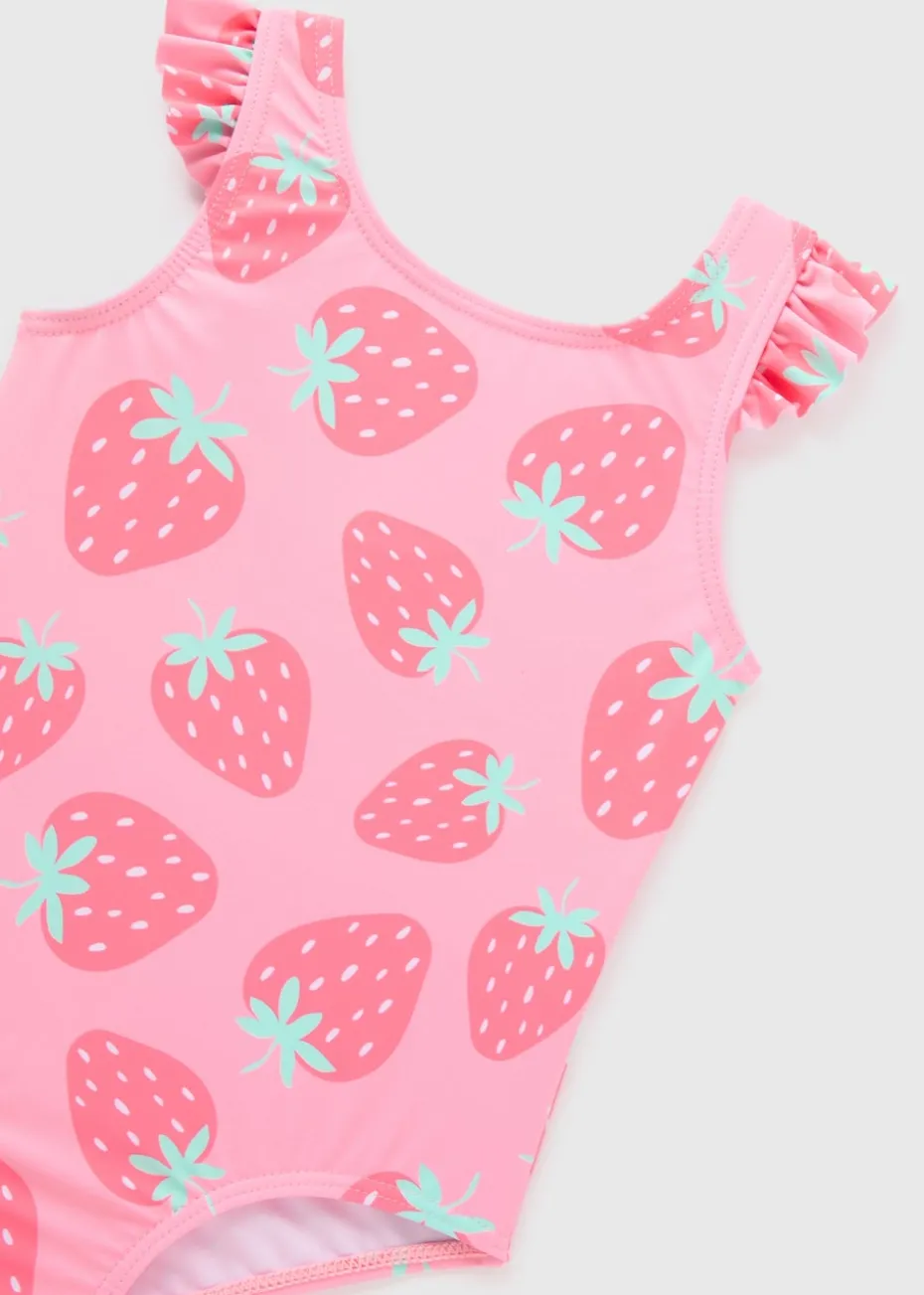Girls Pink Strawberry Swim Suit (1-7yrs)