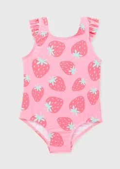 Girls Pink Strawberry Swim Suit (1-7yrs)