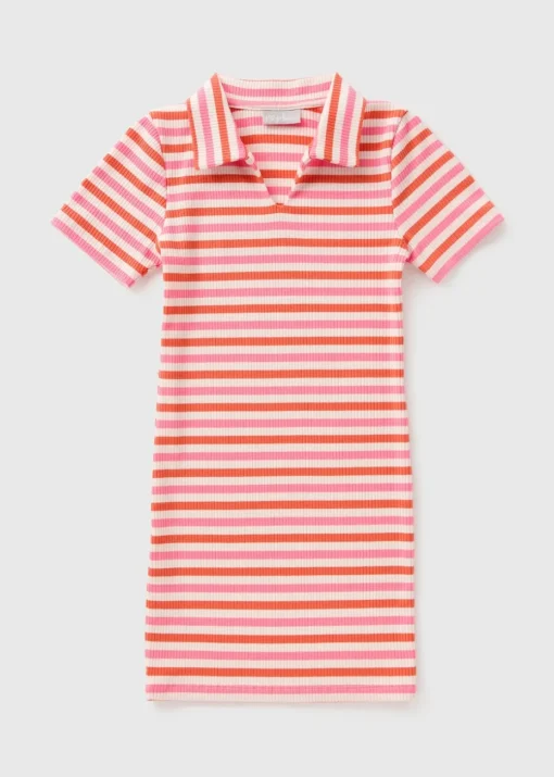 Girls Pink Striped Dress (7-15yrs)