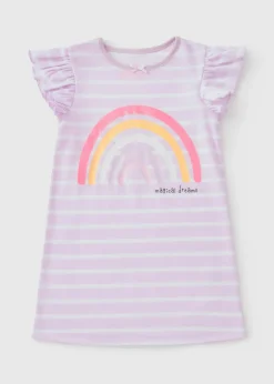 Girls Pink Striped Rainbow Nightie (1-7yrs)