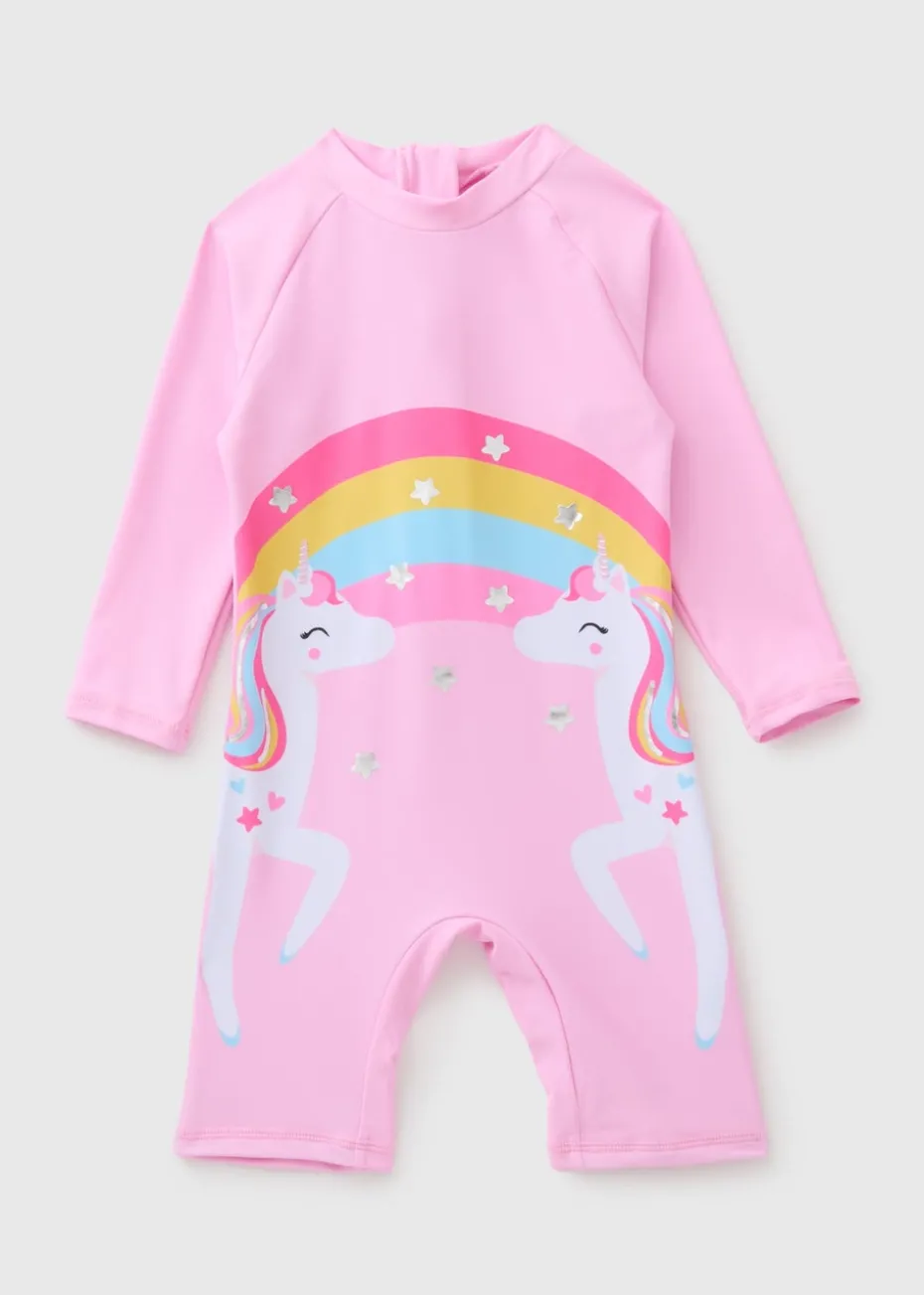 Girls Pink Unicorn Surf Suit (1-7yrs)