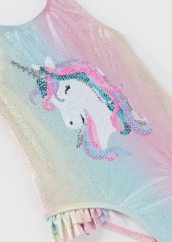 Girls Pink Unicorn Swimsuit (1-7yrs)
