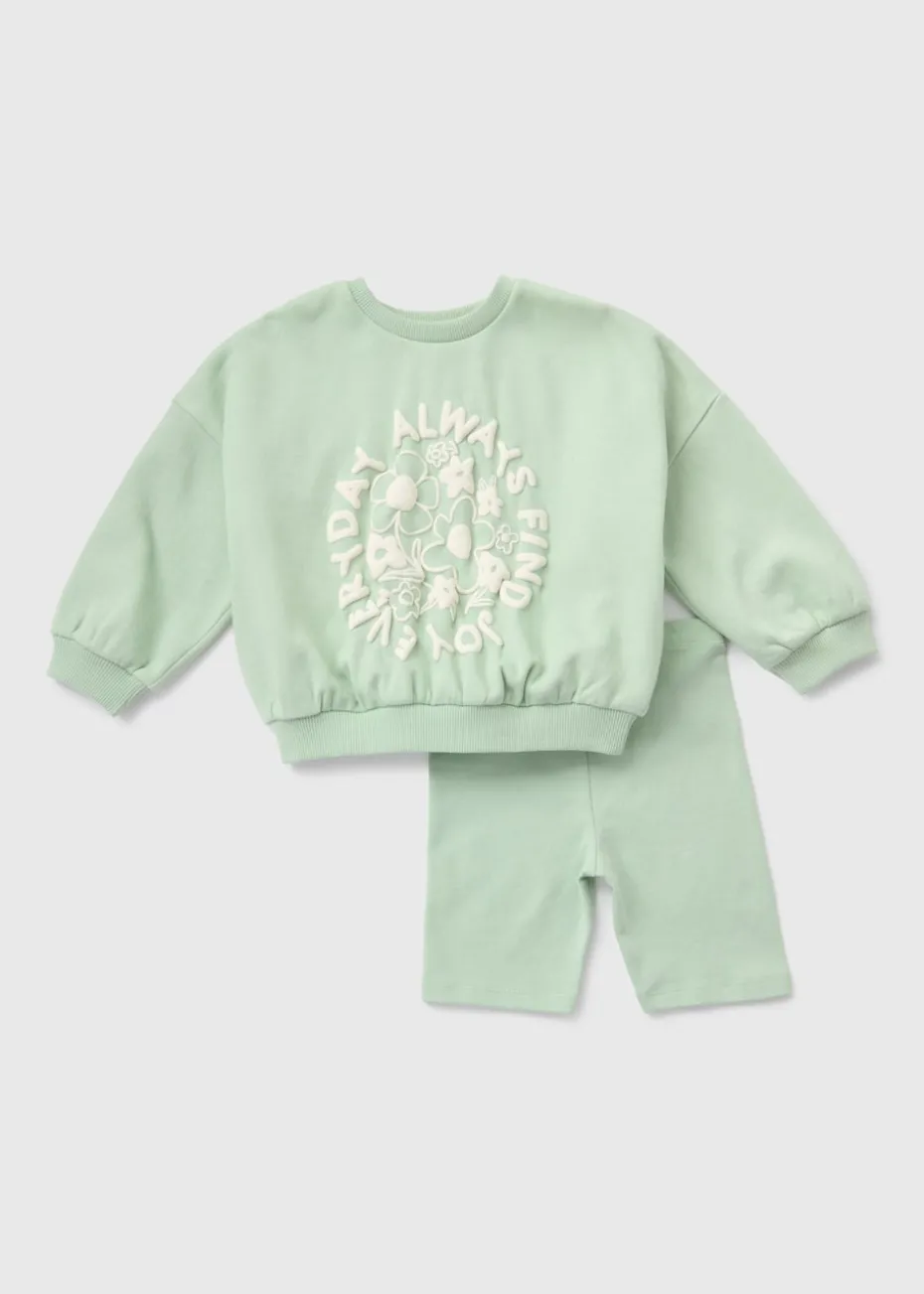 Girls Sage Sweatshirt & Cycling Shorts Set (1-7yrs)