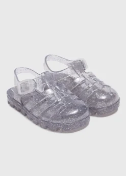 Girls Silver Glitter Jelly Shoes (Younger 4-12)