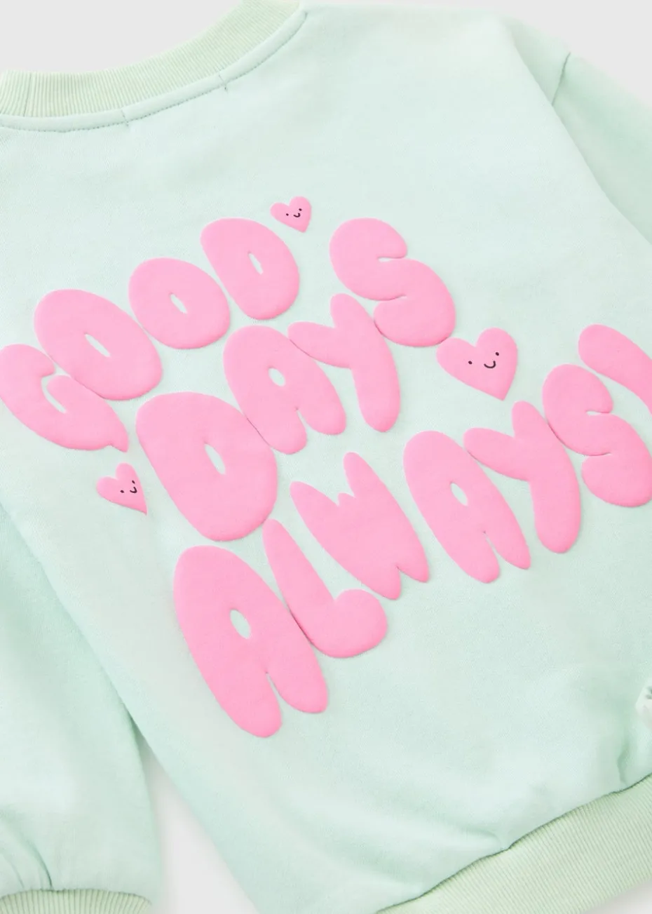 Girls Turquoise Good Days Always Sweatshirt & Jogging Bottoms Set (1-7yrs)