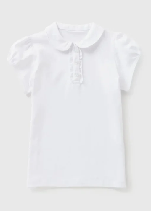 Girls White Jersey School Polo Shirt (3-13yrs)