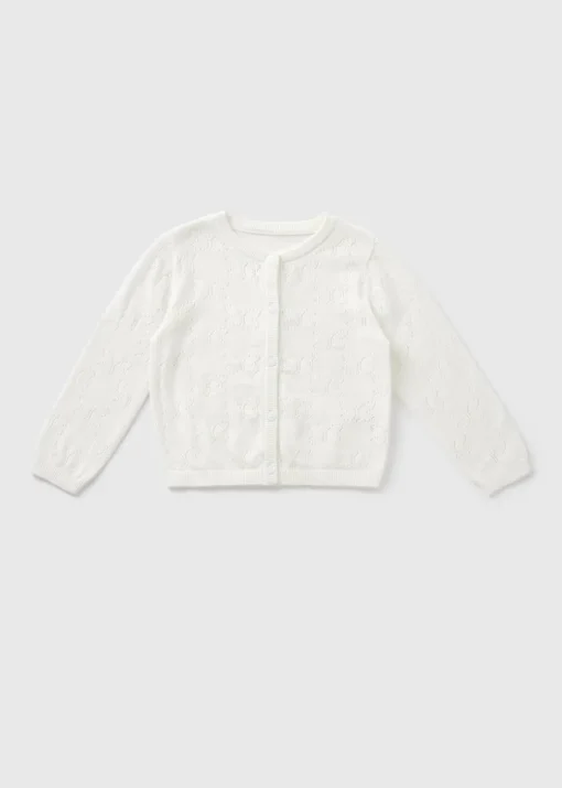 Girls White Pointelle Cardigan (1-7yrs)