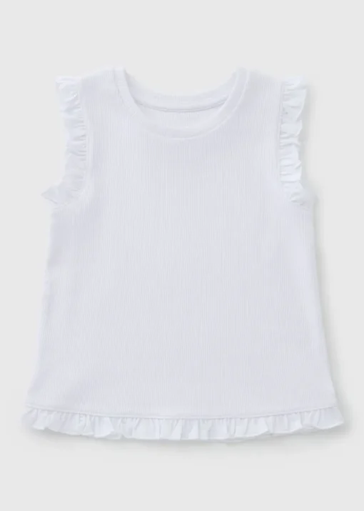 Girls White Ribbed Frill Vest (1-7yrs)