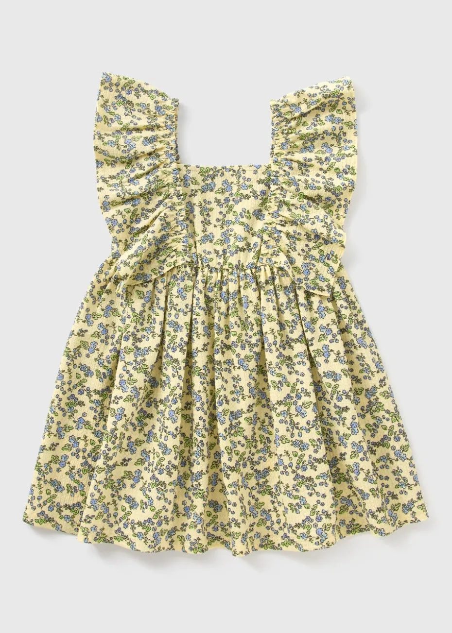 Girls Yellow Daisy Crinkle Dress (1-7yrs)