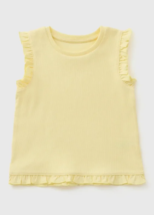 Girls Yellow Frill Ribbed Vest (1-7yrs)