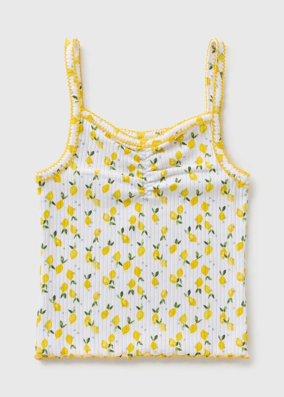 Girls Yellow Lemon Ribbed Vest (7-15yrs)
