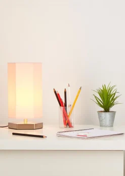 Glow Hexagon Shape Integrated LED Table Lamp Pink (26cm x 13cm)