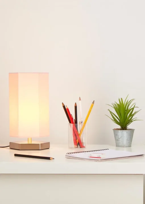 Glow Hexagon Shape Integrated LED Table Lamp Pink (26cm x 13cm)