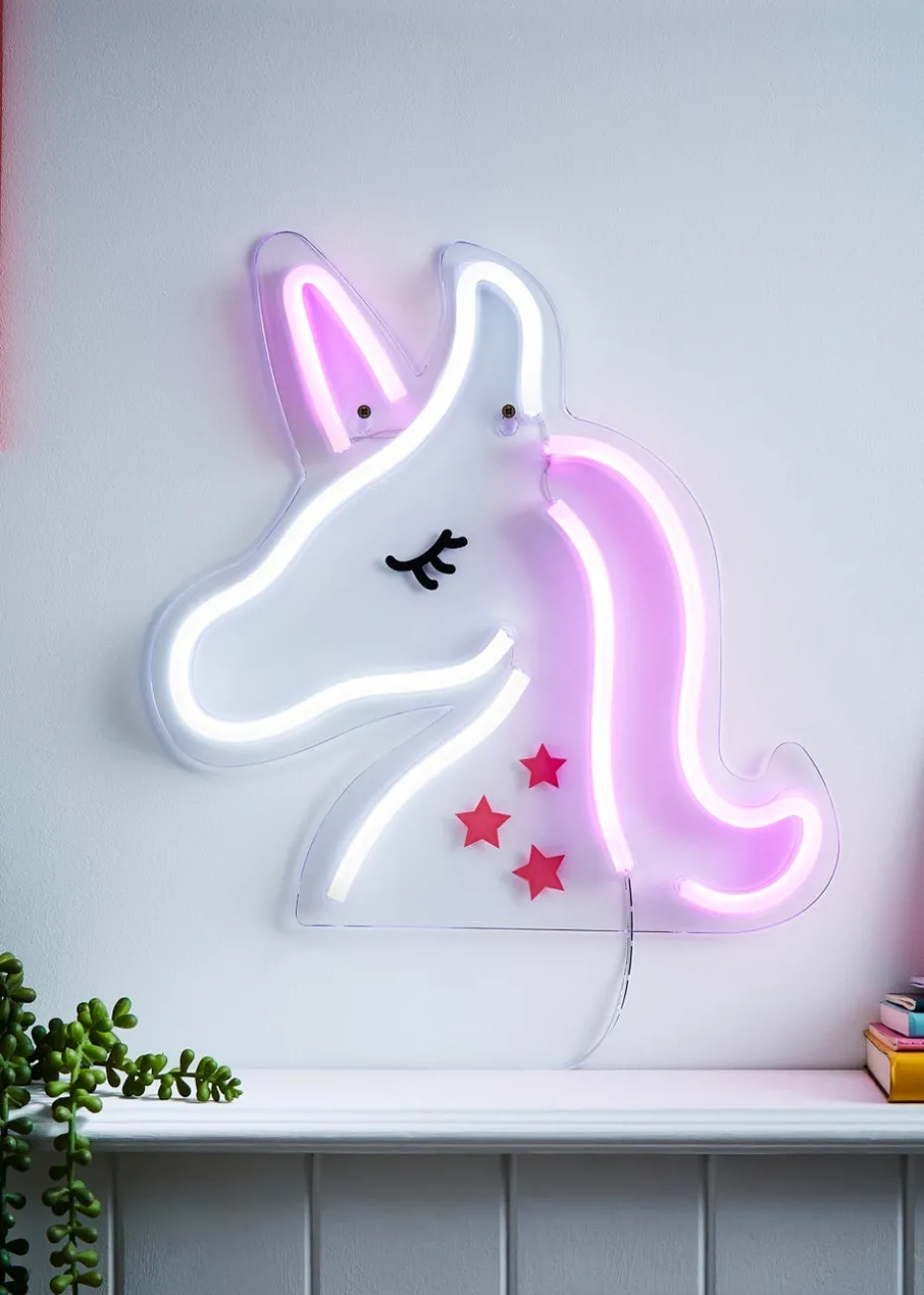 Glow Unicorn Neon Wall Light (33cm x 32cm)