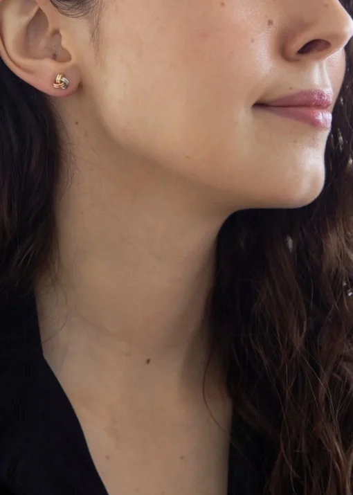 Golden Moments 9ct 3-Colour Gold Knot Studs
