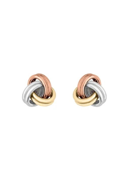 Golden Moments 9ct 3-Colour Gold Knot Studs