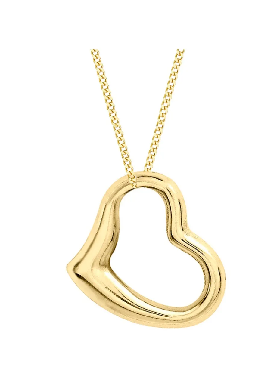 Golden Moments 9ct Yellow Gold Heart Slider Pendant