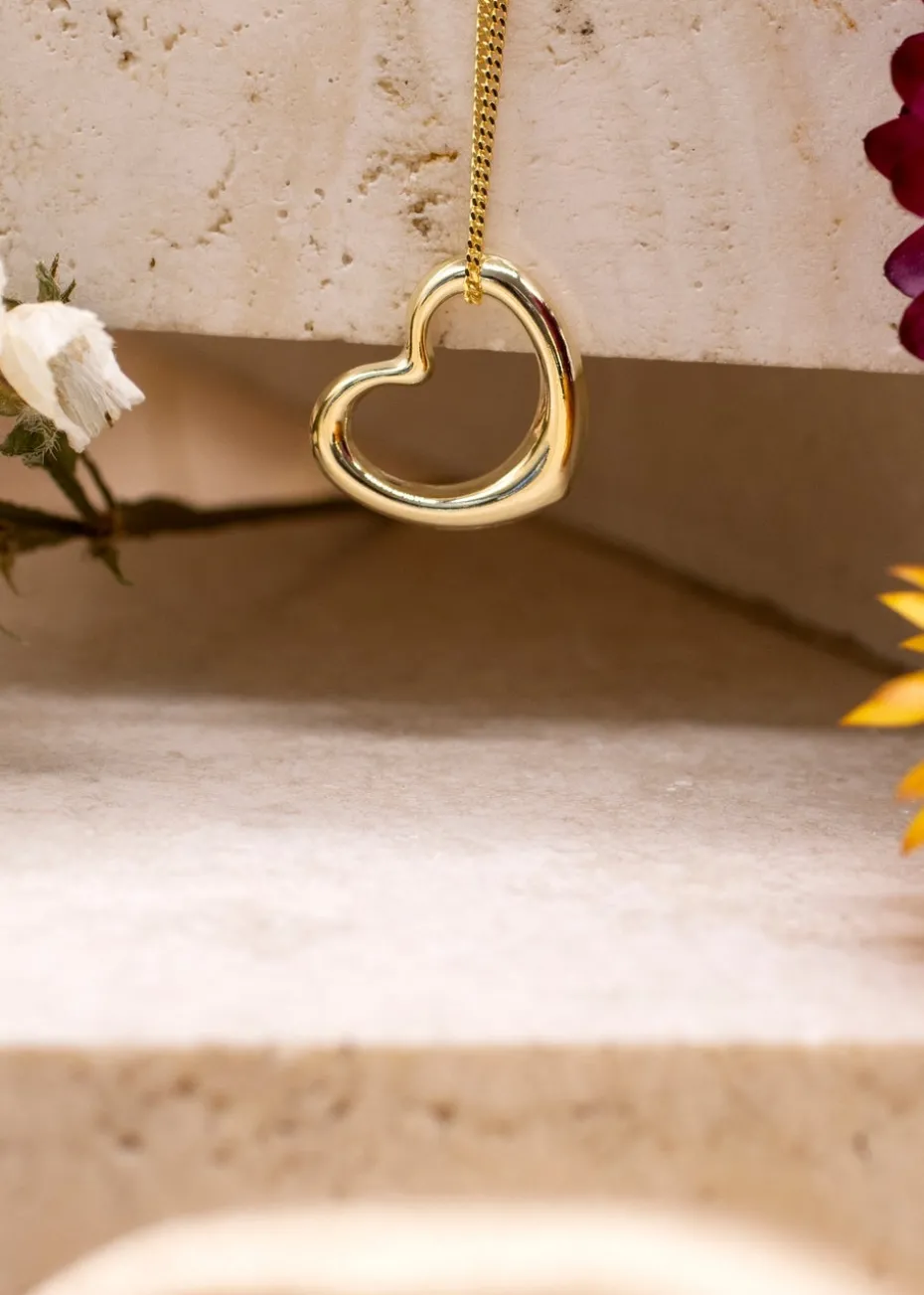 Golden Moments 9ct Yellow Gold Heart Slider Pendant
