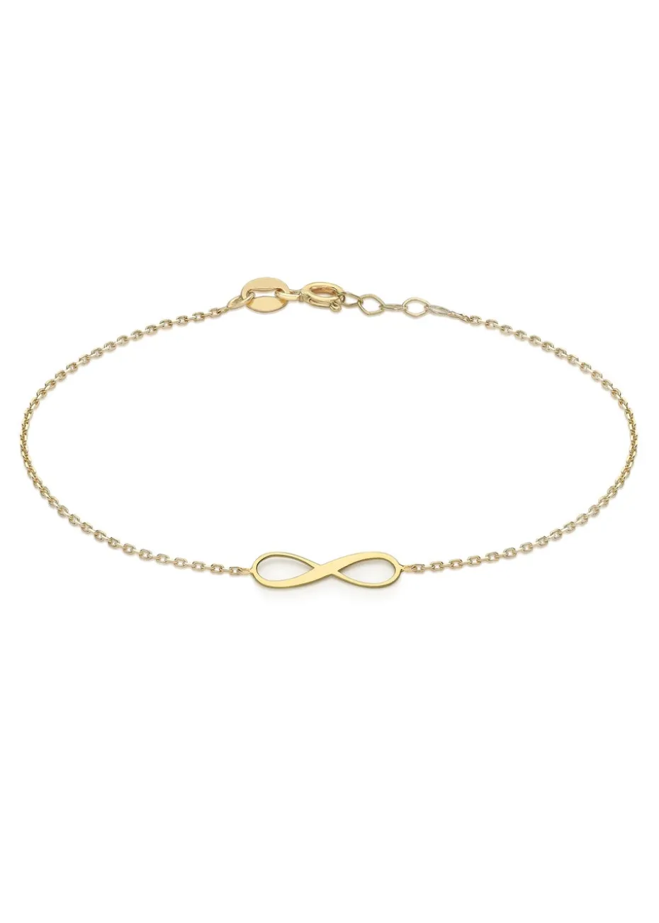 Golden Moments 9ct Yellow Gold 15.5mm x 5mm 'Infinity' Adjustable Bracelet