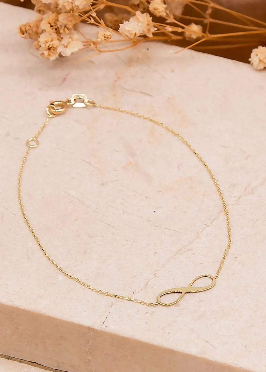 Golden Moments 9ct Yellow Gold 15.5mm x 5mm 'Infinity' Adjustable Bracelet