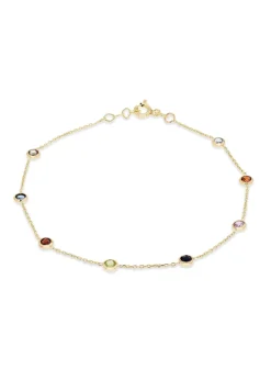 Golden Moments 9ct Yellow Gold Multi Coloured Round CZ Bracelet