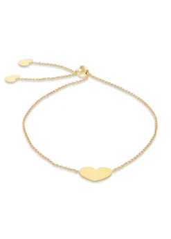 Golden Moments 9ct Yellow Gold Heart Trace Chain Slider Bracelet