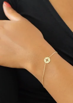 Golden Moments 9ct Yellow Gold 10mm 'Compass' Adjustable Slider Bracelet