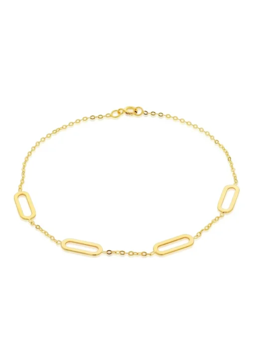 Golden Moments 9ct Yellow Gold 4.5mm x 11.5mm Paperclip Station Bracelet