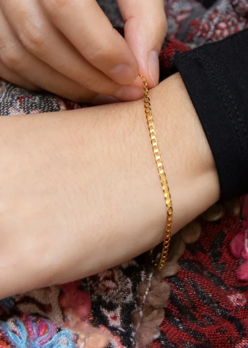 Golden Moments 9ct Yellow Gold 60 Diamond Cut Flat Curb Bracelet