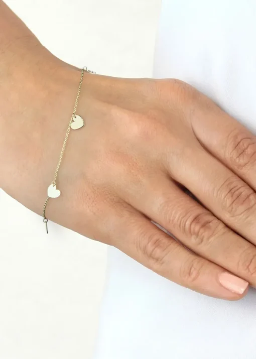 Golden Moments 9ct Yellow Gold 6mm x 6mm 5Heart Adjustable Bracelet