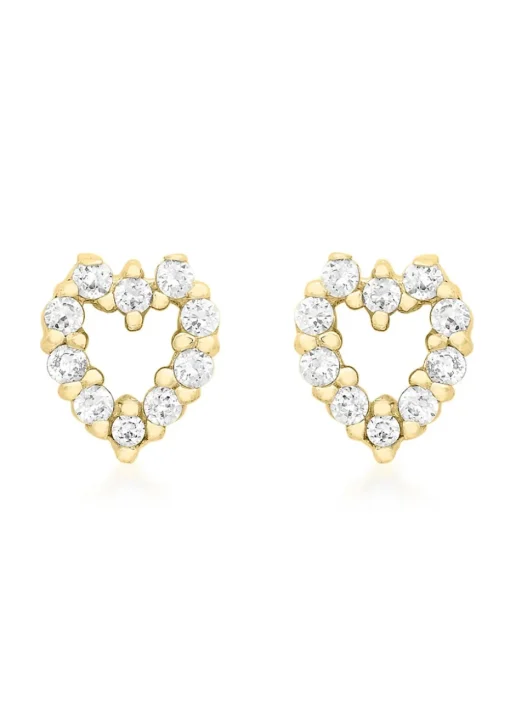 Golden Moments 9ct Yellow Gold CZ 'Heart' Stud Earrings