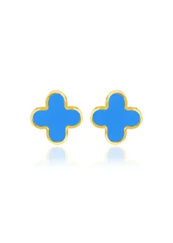 Golden Moments 9ct Yellow Gold Turquiose Petal Studs