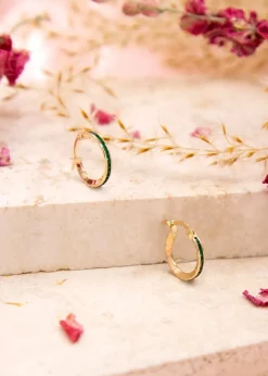 Golden Moments 9ct Yellow Gold Green Heart Stud Earring