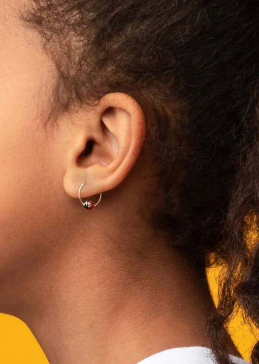 Golden Moments 9ct Yellow Gold Enamel Ladybird Hoop Earrings