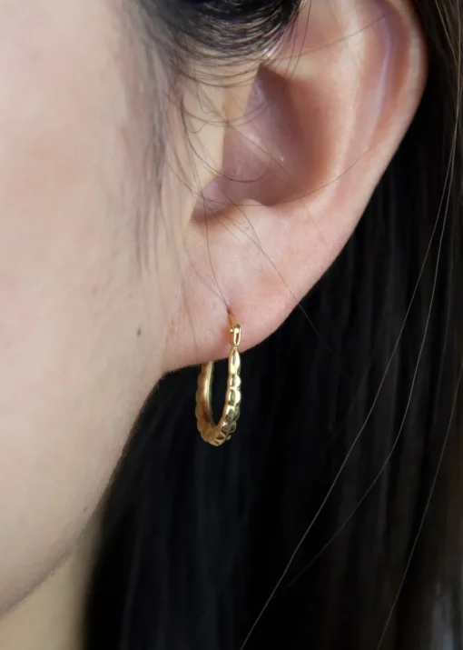 Golden Moments 9ct Yellow Gold Mini Patterned Hoops