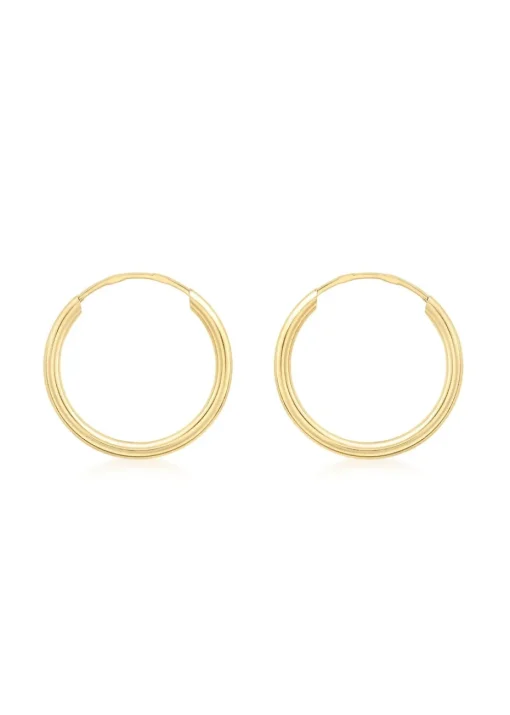 Golden Moments 9ct Yellow Gold Tube Sleeper Hoop Earrings