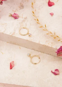 Golden Moments 9ct Yellow Gold Round White CZ Hoop Drop Earrings