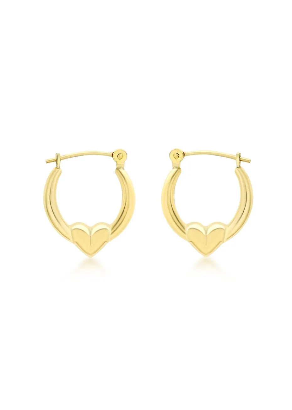 Golden Moments 9ct Yellow Gold Crystalique Heart Creole Earrings