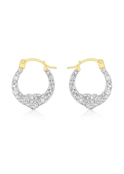 Golden Moments 9ct Yellow Gold Crystalique Heart Creole Earrings