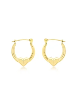 Golden Moments 9ct Yellow Gold Crystalique Heart Creole Earrings