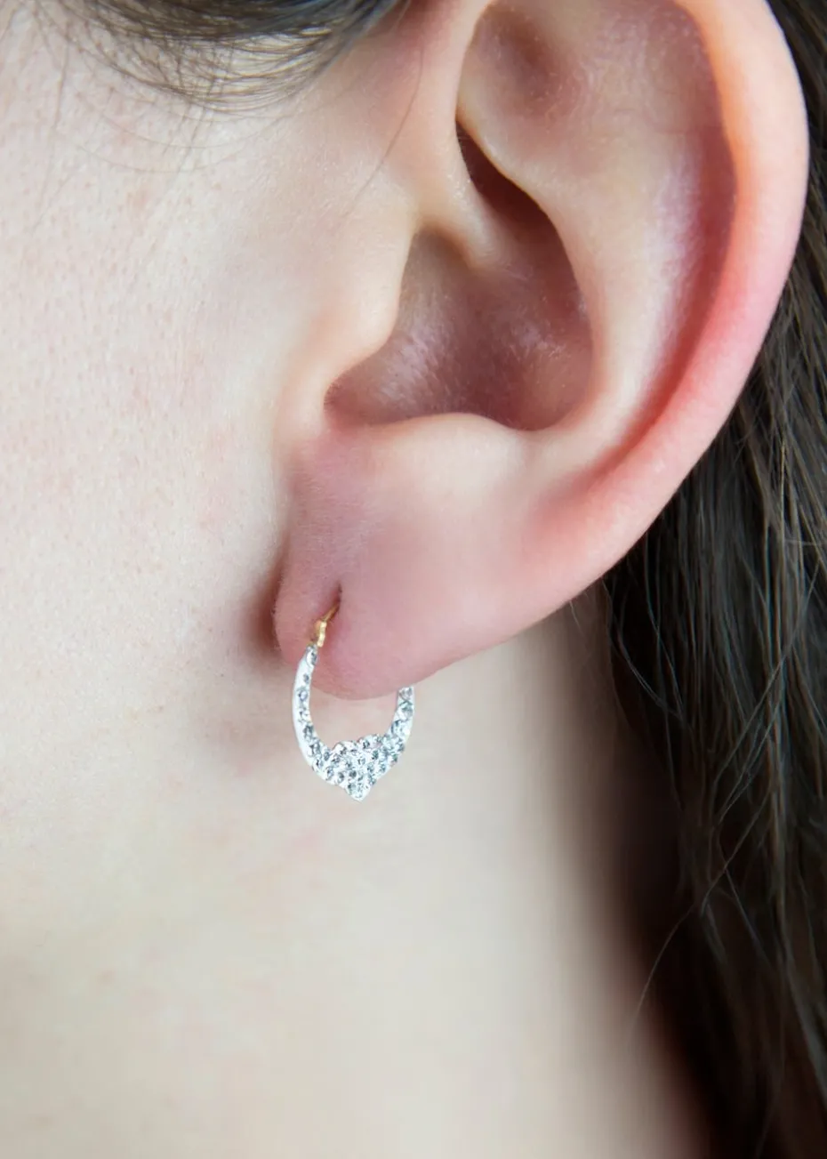 Golden Moments 9ct Yellow Gold Crystalique Heart Creole Earrings