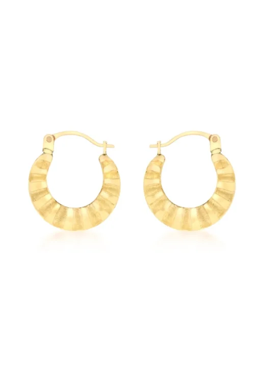 Golden Moments 9ct Yellow Gold Satin and Polished Mini Hoops