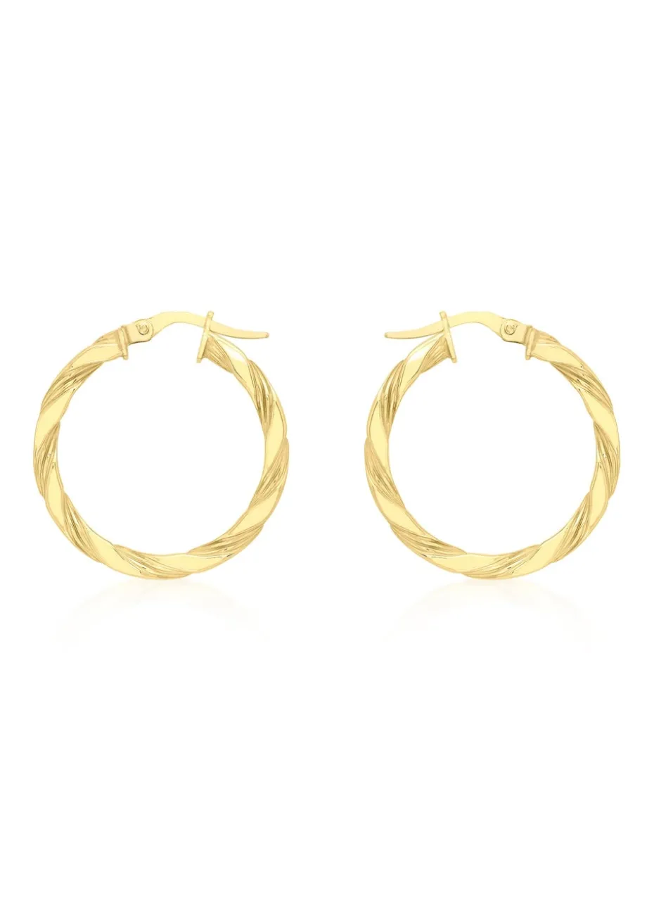 Golden Moments 9ct Yellow Gold Twist-Tube Hoop Creole Earrings