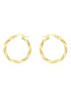 Golden Moments 9ct Yellow Gold Twist-Tube Hoop Creole Earrings