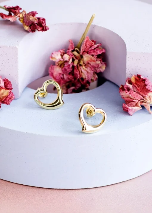 Golden Moments 9ct Yellow Gold Open Heart Studs