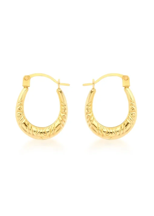 Golden Moments 9ct Yellow Gold Patterned Mini Hoops