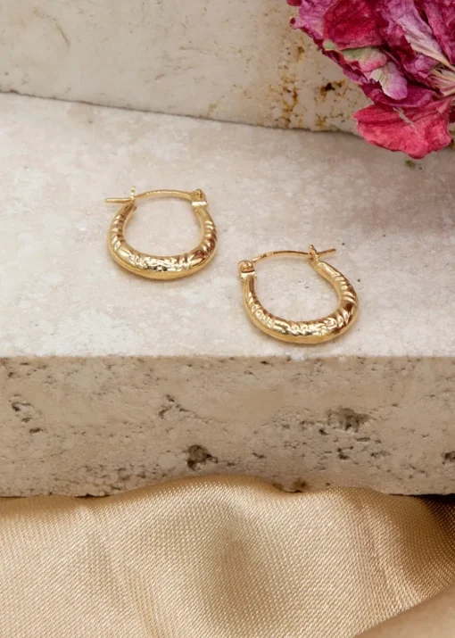Golden Moments 9ct Yellow Gold Patterned Mini Hoops
