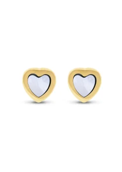 Golden Moments 9ct Yellow Gold Mother of Pearl Heart Stud Earring