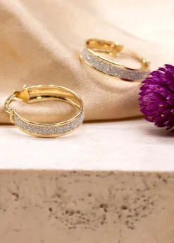 Golden Moments 9ct Yellow Gold Tube Stardust Creole Earrings